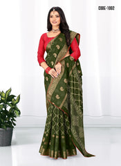Soft cotton Jacquard Butta saree with blouse for women
