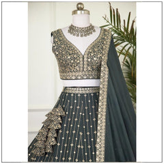Light Green sequins embroidery Wedding Lehenga Choli