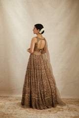 Wedding coffee color net lehenga choli collection for women