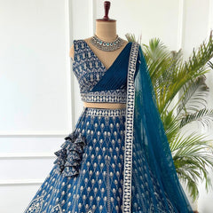 Light Blue Wedding Lehenga Choli for Women