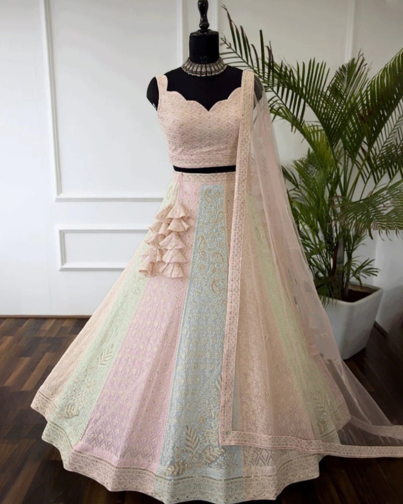 Multicolor Sequins Embroidery Wedding Lehenga Choli