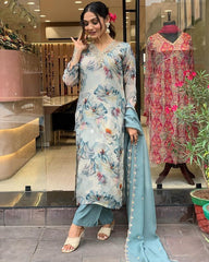 GREY COLOURED WOMEN'S VISCOSE RAYON  KURTA SET