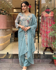 GREY COLOURED WOMEN'S VISCOSE RAYON  KURTA SET