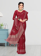 Jacquard Butta Satin border Georgette saree with blouse for women