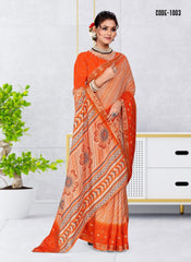 Strip Print Jacquard border Dola Silk saree with blouse for women
