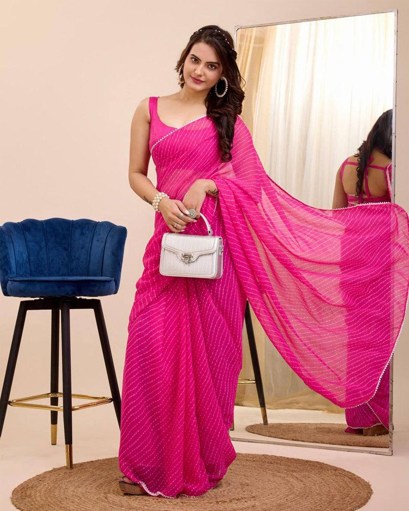 Pink Georgette one minute ready to wear saree