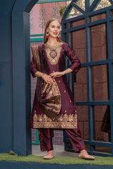 Pashmina Royal Maroon – Embroidered Festive Suit Set