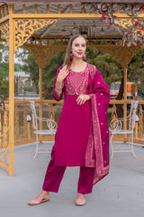 Sadgi Cherry Soft Silk Kurta Set with Bottom & Jacquard Dupatta | Elegant Jacquard Work | Festive & Party Wear – Malaysia