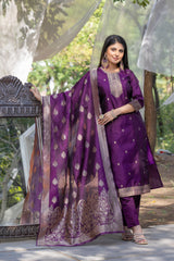 Jasmin Soft Silk Kurta Set with Bottom & Dupatta | Jacquard Work | Festive & Party Wear | Malaysia Online Shopping