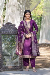 Jasmin Soft Silk Kurta Set with Bottom & Dupatta | Jacquard Work | Festive & Party Wear | Malaysia Online Shopping