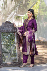 Jasmin Soft Silk Kurta Set with Bottom & Dupatta | Jacquard Work | Festive & Party Wear | Malaysia Online Shopping