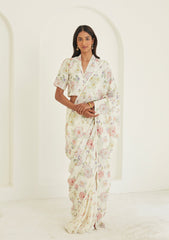 white  Color georgette  Saree With Sequence Work