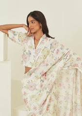 white  Color georgette  Saree With Sequence Work