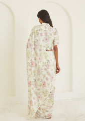 white  Color georgette  Saree With Sequence Work