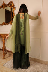 Green Floral Embroidered Georgette Sharara Suit