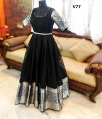 ENGROSSING BLACK COLORED DESIGNER PARTYWEAR GEORGETTE – JACQUARD GOWN