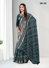 Traditional Zari Weaving Jacquard border Viscose saree with blouse for women