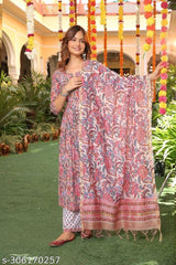 Women Floral Printed Kurta and Pant Set With Dupatta