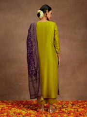 GREEN COLOURED TREDITIONAL WEAR KURTA SET