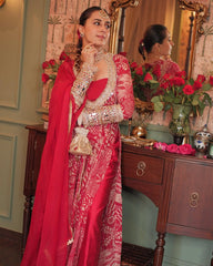 Festive Red  A-lien Set with Gota and Mirror Work