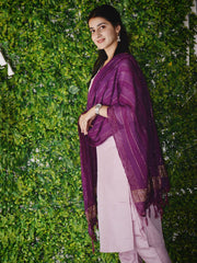 LIGHT PINK COLOURED  WOMEN'S  RAYON  KURTA WITH  DUPATTA SET