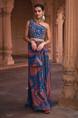 Teal Dhoti Skirt Set