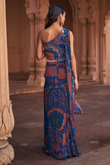 Teal Dhoti Skirt Set