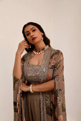 Rustic Rose Designer Cape & Flared Palazzo Set