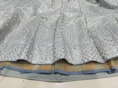 Grey banglori silk embroidery wedding lehenga choli