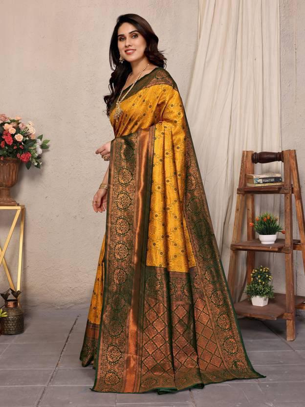 Floral Zari Silk Blend Banarasi Saree