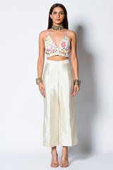 White Dupion Pant Set with Cape | Women’s Indo Western Dhoti Co-ord | Embroidered Festive & Party Wear Malaysia