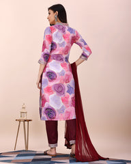 Multicolour printed kurta with pant and dupataa