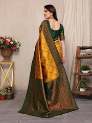 Floral Zari Silk Blend Banarasi Saree