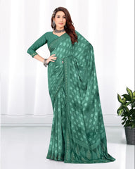 Georgette Diamond work Brasso cut Swarovski saree with blouse for women