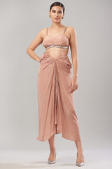 Pastel Georgette Printed & Embroidered Cape Set