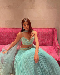 Georgette Crushed Lehenga and Sequence Work Choli