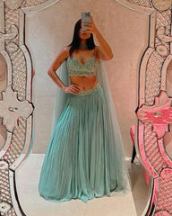 Georgette Crushed Lehenga and Sequence Work Choli