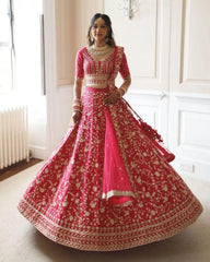 Gajari malai satin wedding Lehenga choli