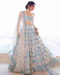 Dusty georgette multi thread Lehenga choli