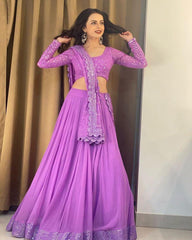 Lavender umbrella design 18 Meter flare trending lehenga Choli