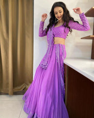 Lavender umbrella design 18 Meter flare trending lehenga Choli