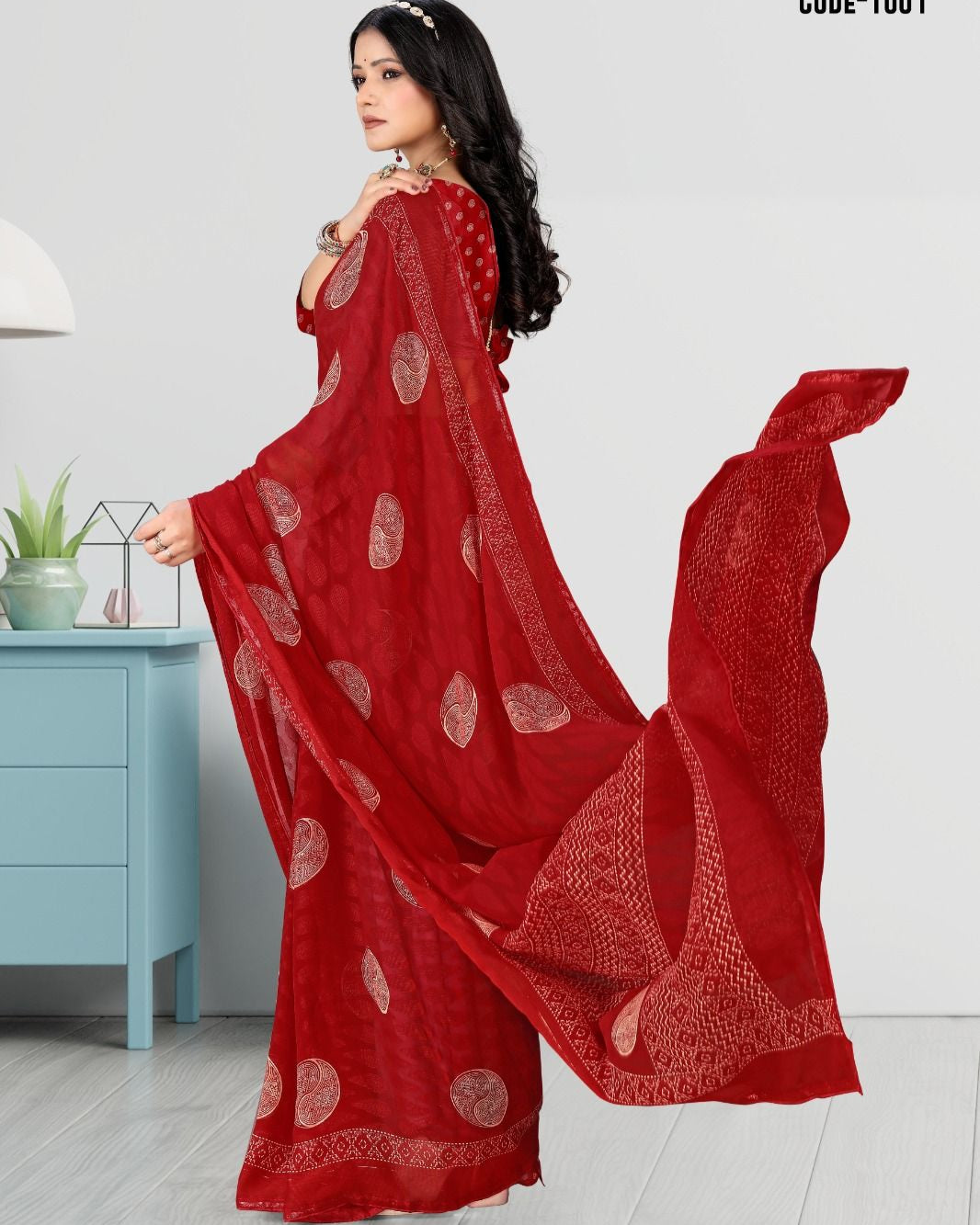 Jacquard Butta Woven Georgette saree with blouse for women