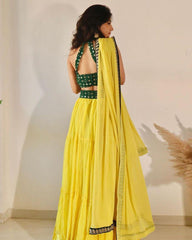 Yellow Colored Georgette Frill Lehenga Choli