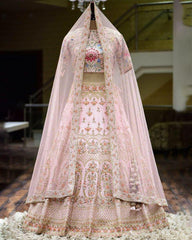 Baby pink embroidered sequence lehenga choli