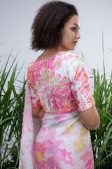 white  Color georgette  Saree With Sequence Work