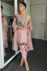 Heavily Embroidered Party Wear Pink Suit