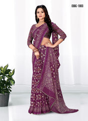 Georgette Woven Zari border saree with blouse for women