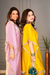 Luxury Kaftan & Pant Set Malaysia | Premium Devsena Satin Kaftan with Embroidered Lace & Real Mirror Work | Modest Fashion | Eid & Party Wear Dress