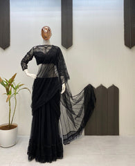 Buy Ready to Wear Sharara Lehenga Saree Online Malaysia | Premium Butterfly Net Saree with Sequence Embroidery & Designer Blouse | Wedding & Party Wear Collection