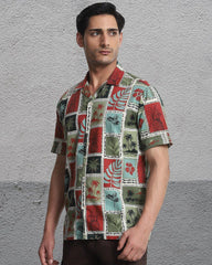 Men’s Fancy Printed Cuban Collar Shirt for Men | Stylish Casual Cotton Blend Short Sleeve Shirt Malaysia | Summer Beachwear Trendy Outfit